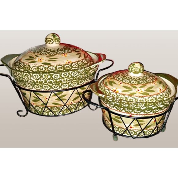 Temptations Old World Green 6-piece Round Oven-to-Table Set NEW - Picture 2 of 5